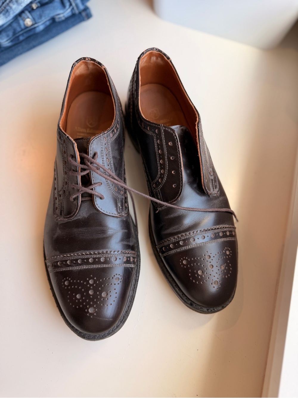 Allen Edmonds Brown Leather Brogue Cap-Toe Oxfords